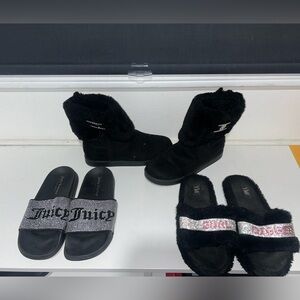 Juicy Couture Black Slides and Boots with Silver Accents